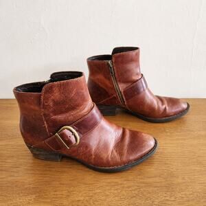 Børn Sz 9M Baloy Nutmeg Brown Distressed Leather Buckle Ankle Boots